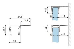 BUDRIO Tarpinė stumdomoms durims, 11,5 mm liežuvėlis