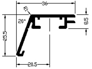 CF36.25 BLANK, Varčios profilis36 mm., 6m., CORA, Gutmann
